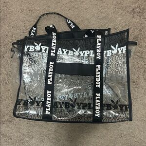 PLAYBOY Black and Transparent Logo Tote